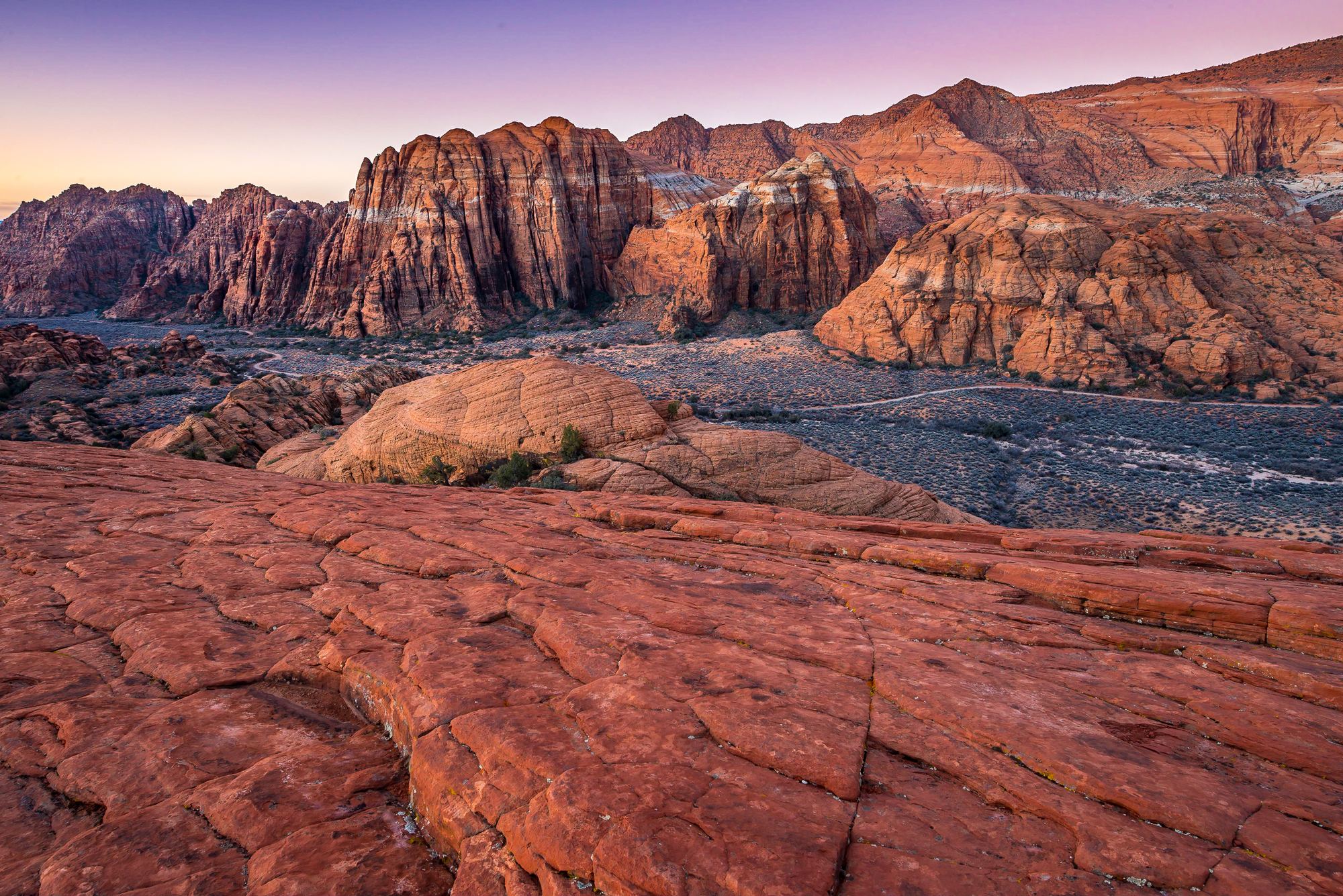 Red rock canyon at dusk, southern Utah